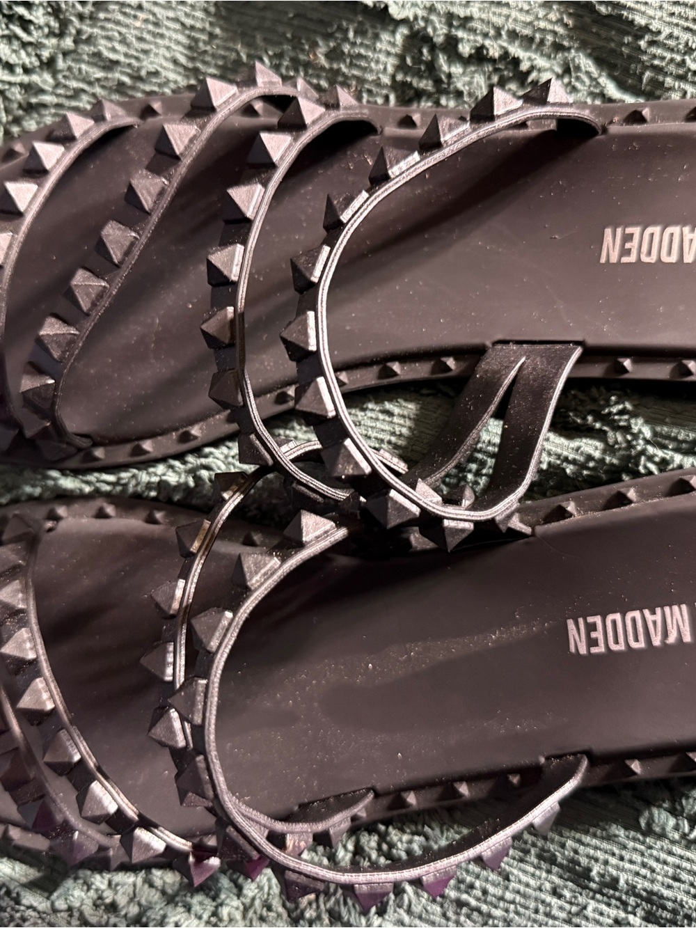 Steve Madden Black Studded Slide Sandals with Pyramid Studs